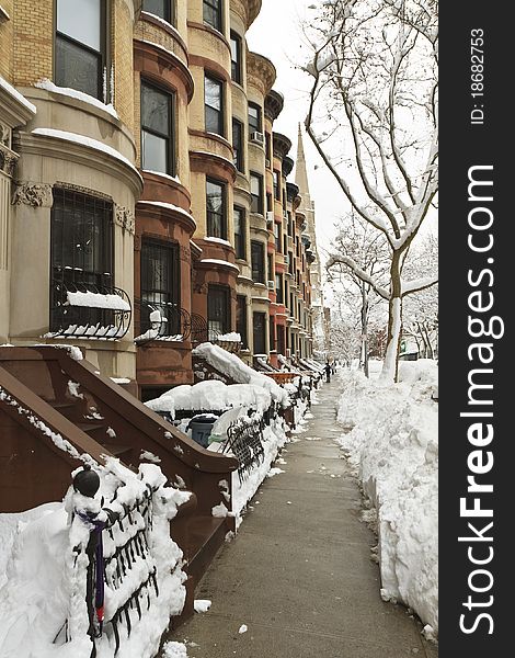 Rounded Brownstones In Snow