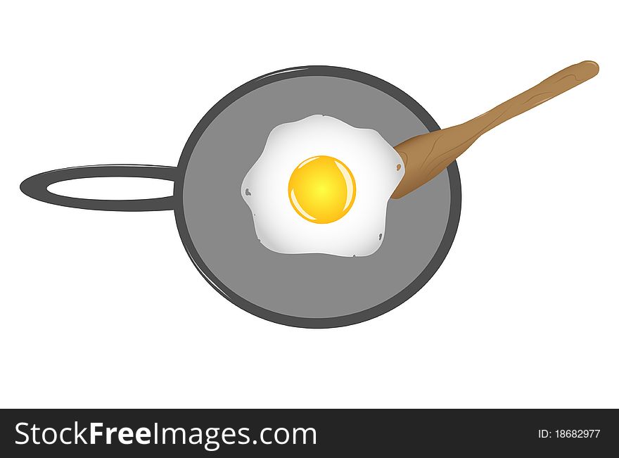 An egg cooking on a frying pan. An egg cooking on a frying pan.