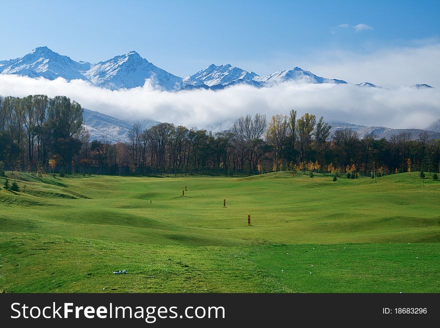 Great golf course near Almaty city, Kazakhstan.