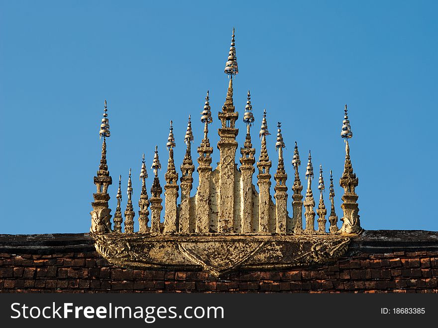 Art design of decoration on roof of temple in Laos. Art design of decoration on roof of temple in Laos