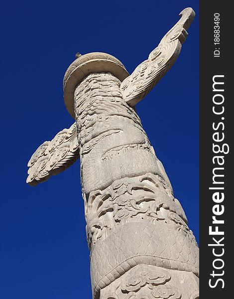 Ornamental column with blue sky