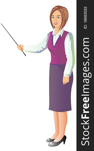 Girl with pick device on white background. Vectorian illustration. Girl with pick device on white background. Vectorian illustration