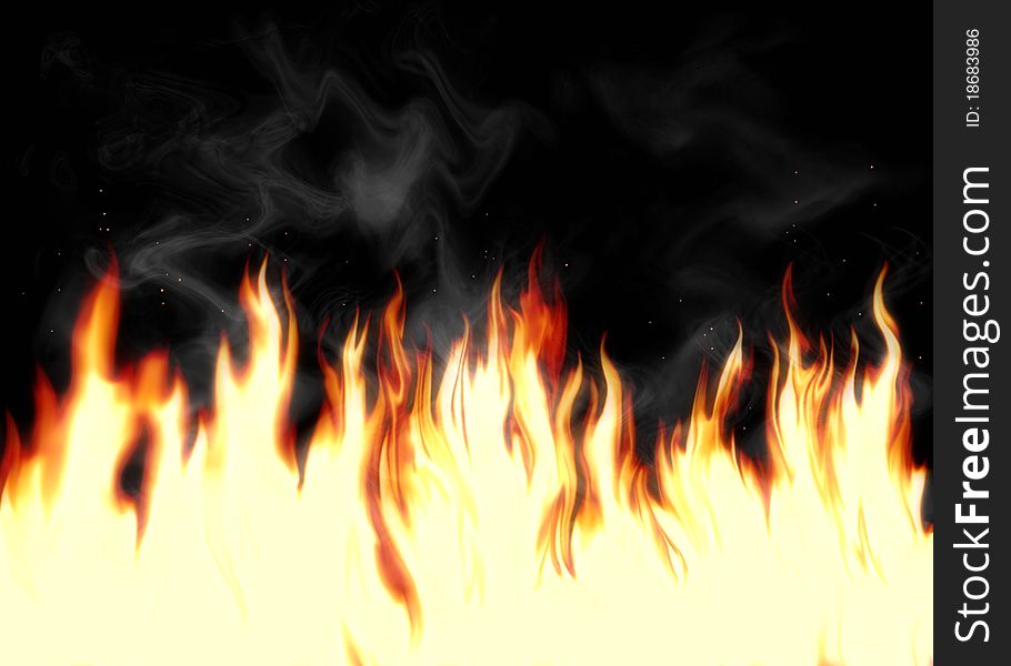 Illustration of fire on black background