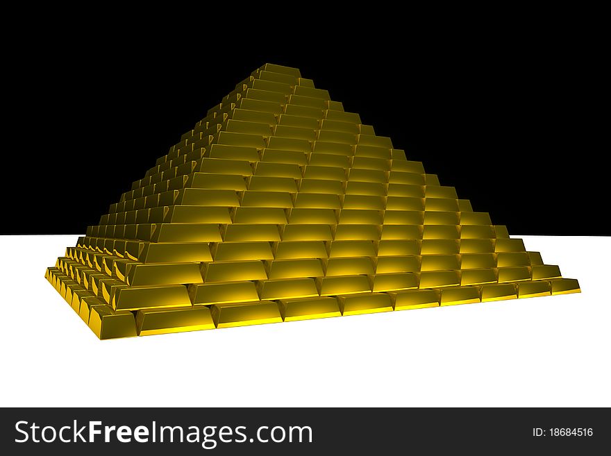 Isolated pyramid with gold bricks. Isolated pyramid with gold bricks