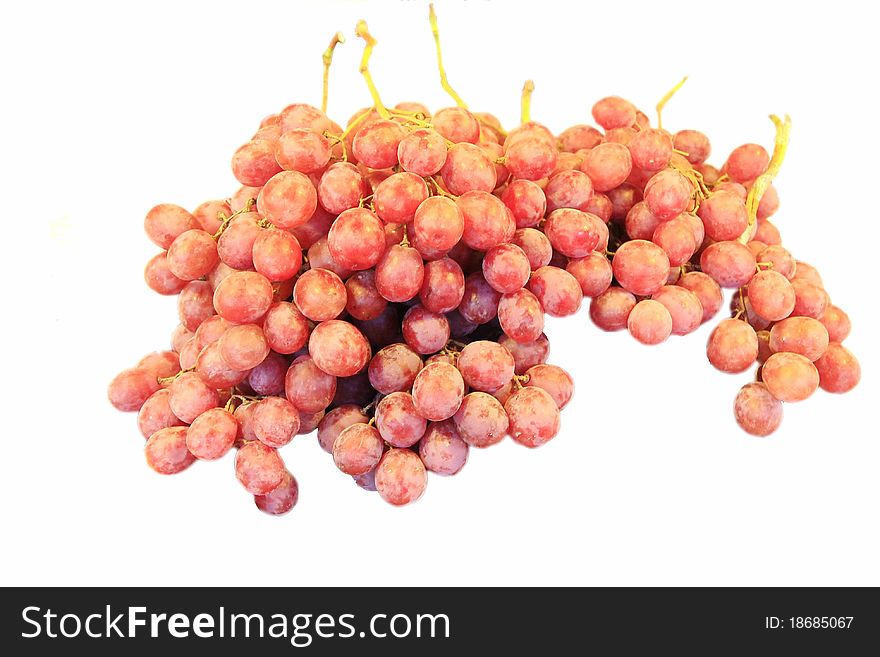 Purple grape bunch and white background