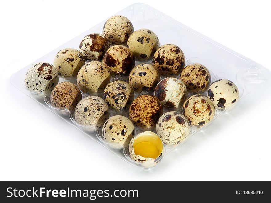 Quail eggs  isolated on white background