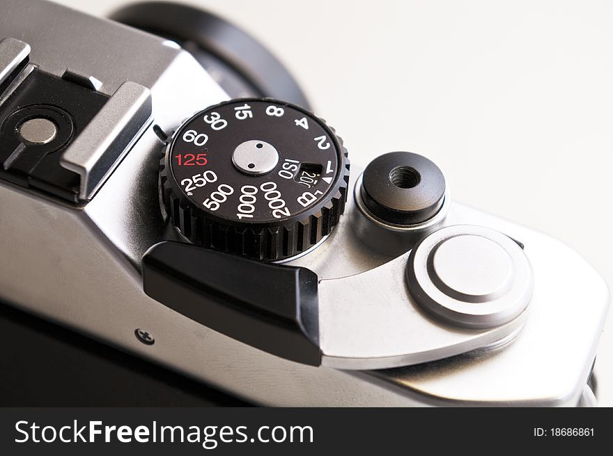 Closeup of an old analogic photo camera. Closeup of an old analogic photo camera