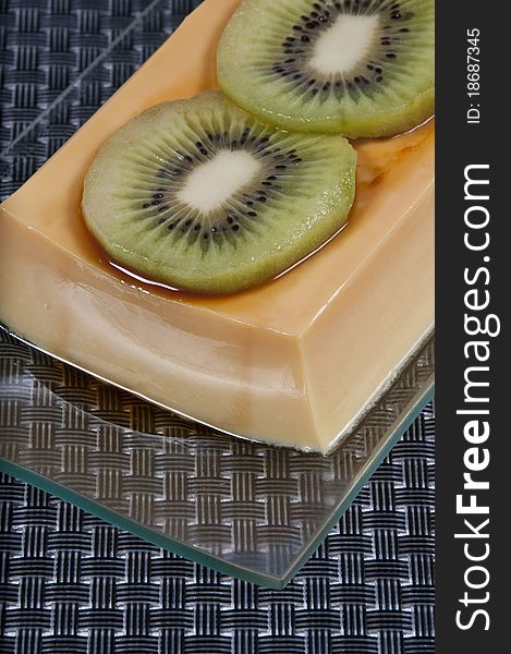 Custard picture with kiwi slices. Custard picture with kiwi slices