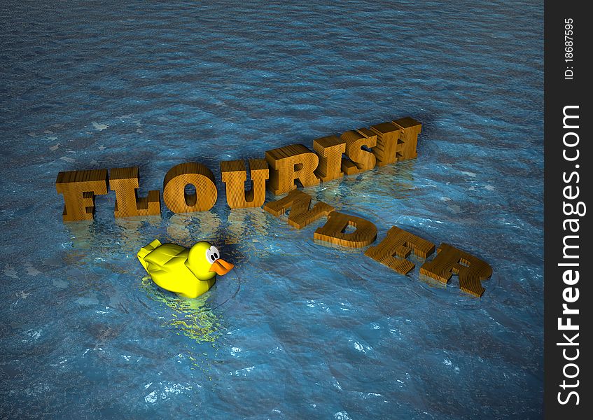 Computer-generated 3D illustration depicting the words: Flourish and Flounder. Computer-generated 3D illustration depicting the words: Flourish and Flounder