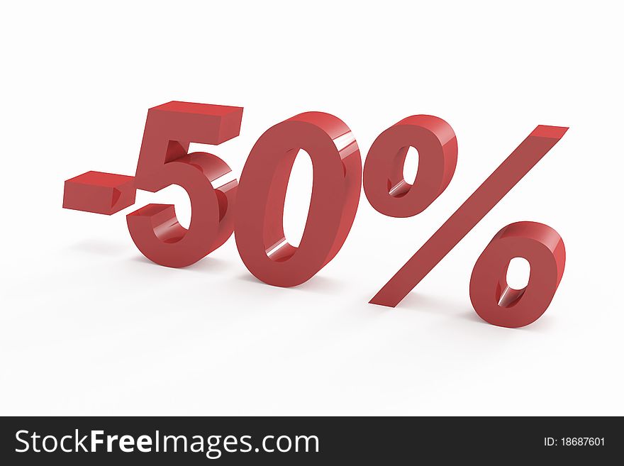 High quality 3d image of 50 percent discount sign
