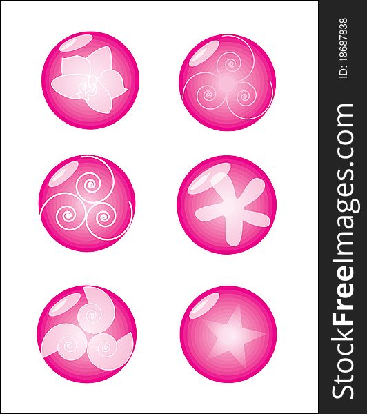 Glossy ball magenta logo elements. Glossy ball magenta logo elements