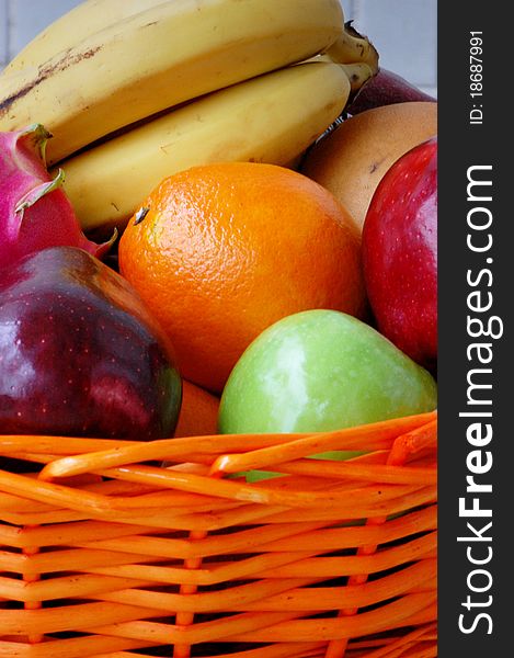 Colorful fruits in the basket