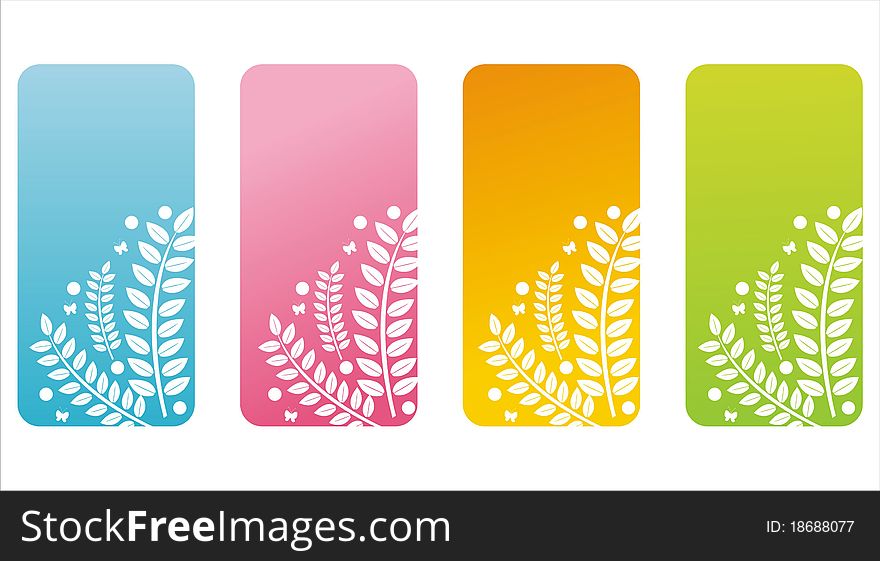Set of 4 colorful floral banners