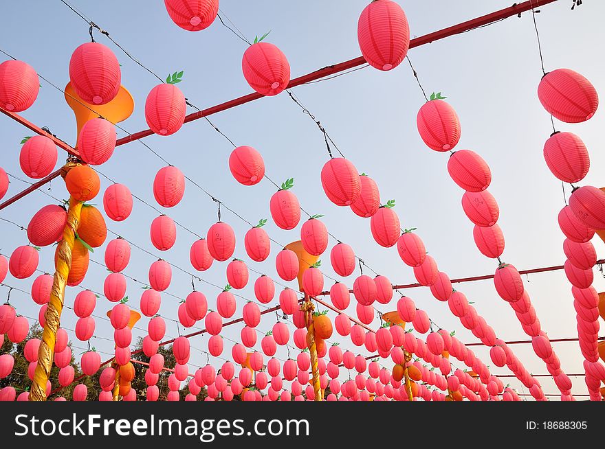 Chinese red lanterns at the festivity