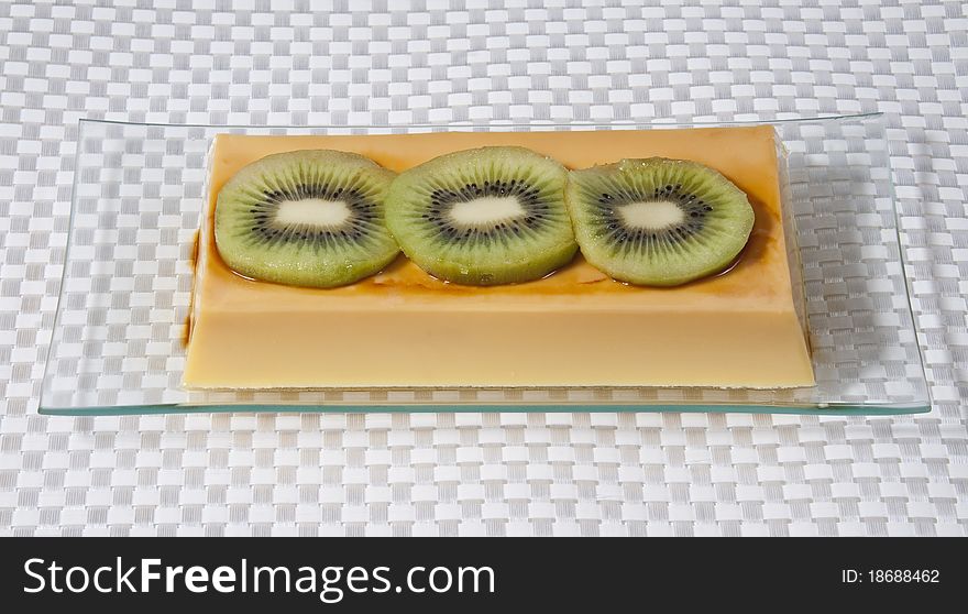 Custard picture with kiwi slices. Custard picture with kiwi slices