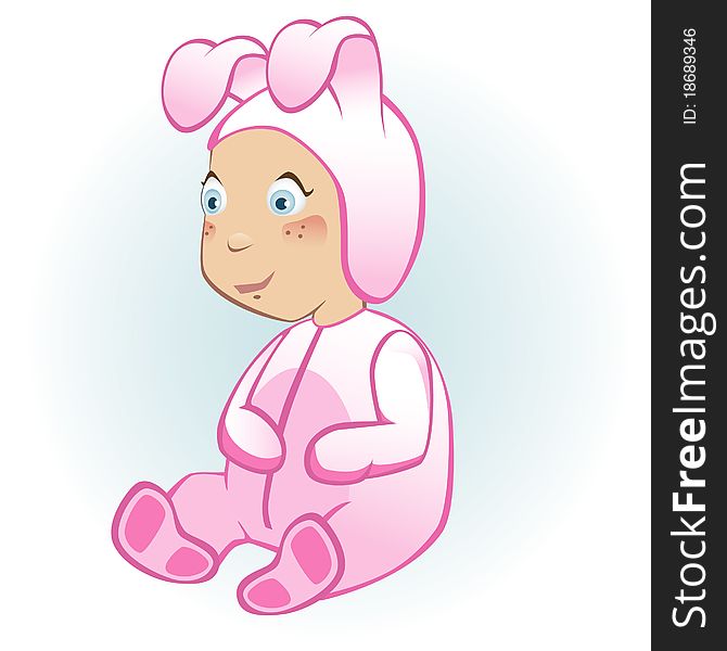 A vector illustration of a wee baby dressed in a bunny suit. A vector illustration of a wee baby dressed in a bunny suit