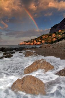 Rainbow Over Stormy Sea Royalty Free Stock Photos Rainbow Over Stormy Sea Royalty Free Stock Photos
