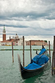 Gondola On Grand Canal In Venice. Stock Photos