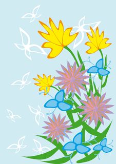 Framework With Butterflies And Flowers Stock Photos Framework With Butterflies And Flowers Stock Photos