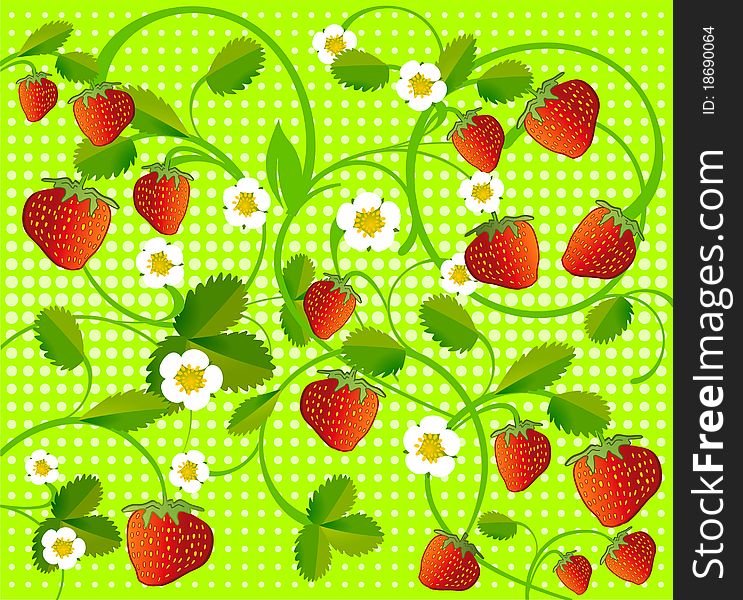 Strawberry on green