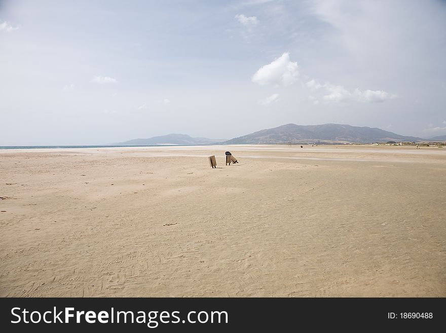 Lances beach of Tarifa at Cadiz Andalusia in Spain. Lances beach of Tarifa at Cadiz Andalusia in Spain