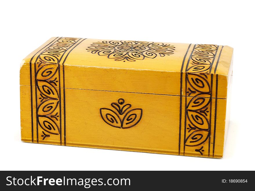 Antique Wooden Jewellery Box, isolated on white, with clipping path. Antique Wooden Jewellery Box, isolated on white, with clipping path