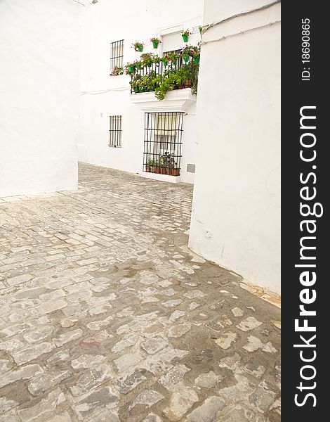 Street at Vejer village in Cadiz Andalusia Spain. Street at Vejer village in Cadiz Andalusia Spain