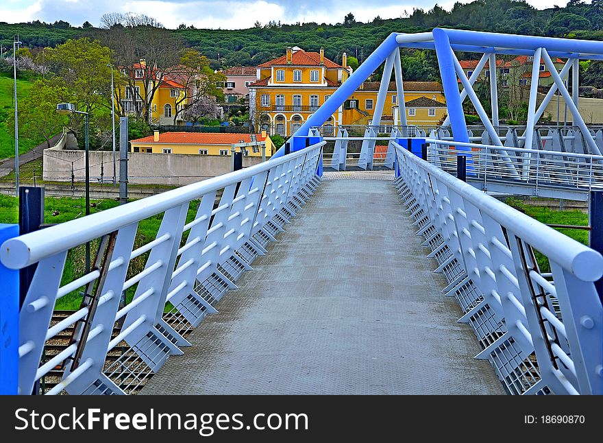 Iron Bridge in the course of the park in the center of Lisbon
