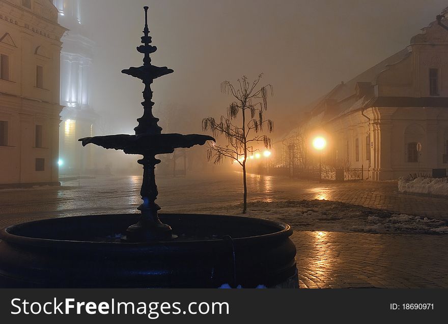 Evening fog in Kievo-Pecherskoj to laurels. Evening fog in Kievo-Pecherskoj to laurels