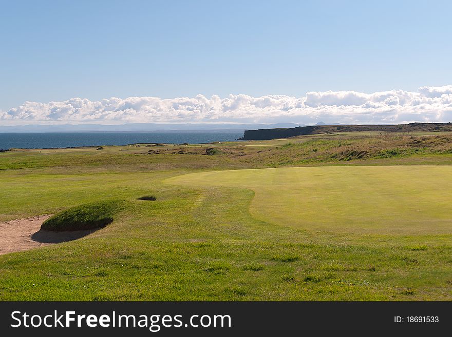 Panoramic golf course near the sea Reykjavik. Panoramic golf course near the sea Reykjavik