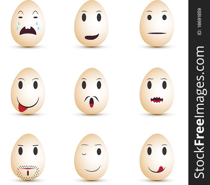 Set of nine emoticon easter eggs. Set of nine emoticon easter eggs