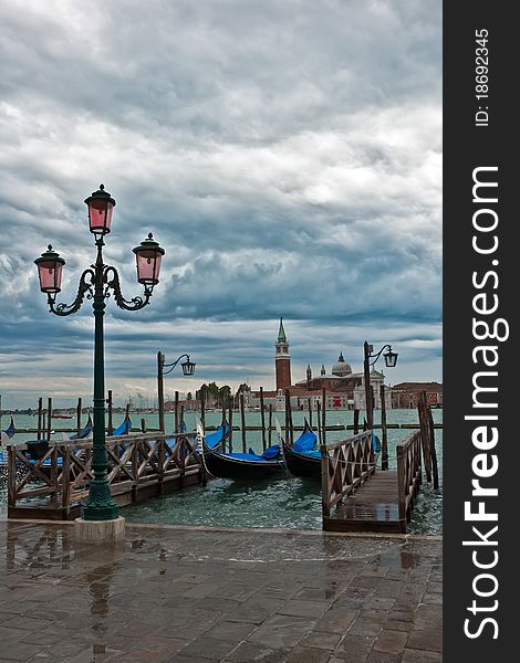 Grand Canal In Venice On A Cloudy Day.