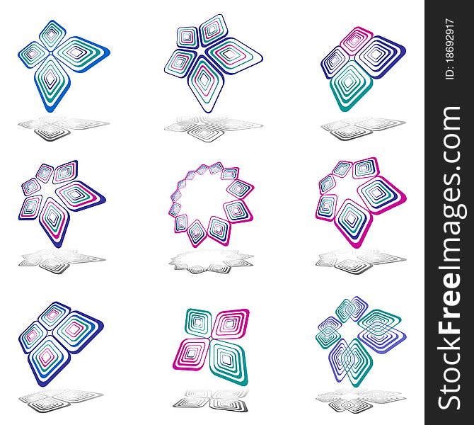 Decorative color design elements set. Vector art.