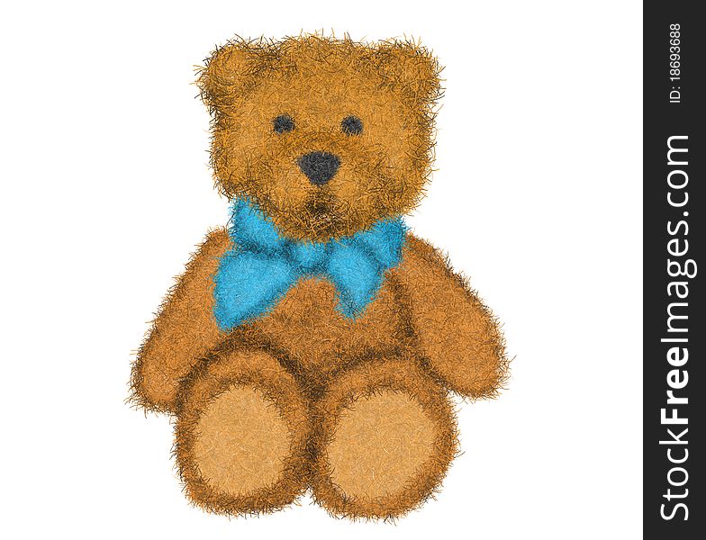 Downy fluffy bear on the isolated background