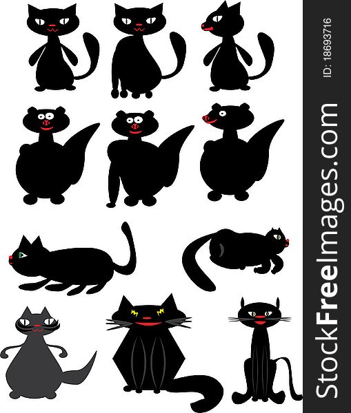 Cats on isolated background. Illustration