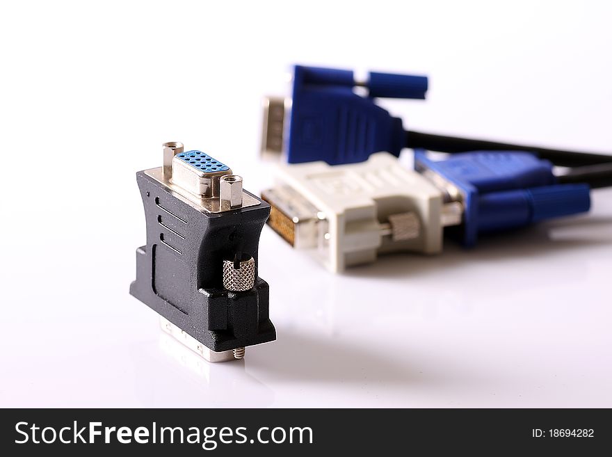 VGA - DVI converter isolated on white background. VGA - DVI converter isolated on white background