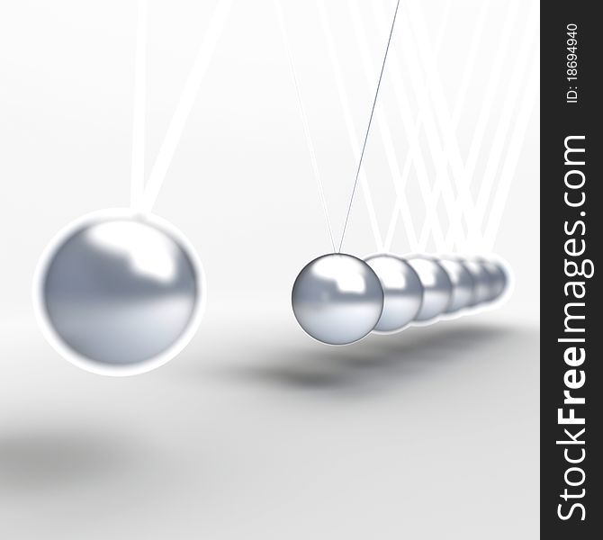 Balancing balls Newton's cradle on a white background