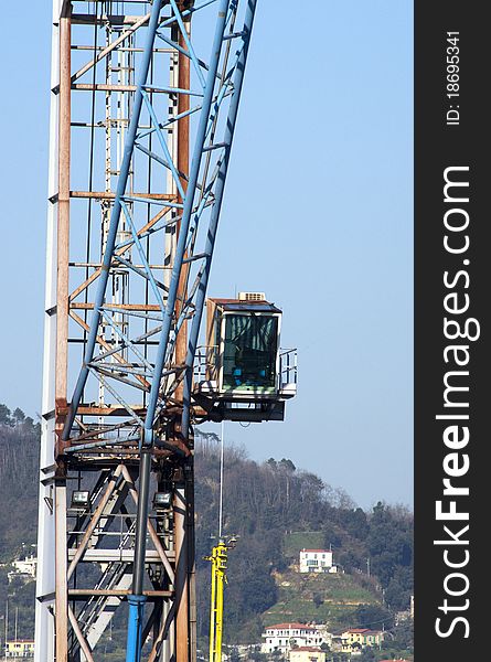 Detail of a crane in the port