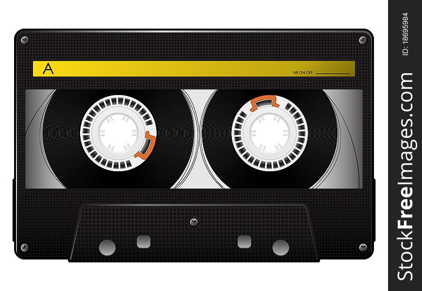 Audio tape cassette over white background. Vector illustration. Audio tape cassette over white background. Vector illustration