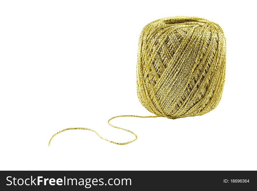 Golden clew with a clipping path isolated on a white background