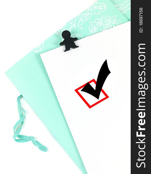 Stationery items isolated against a white background