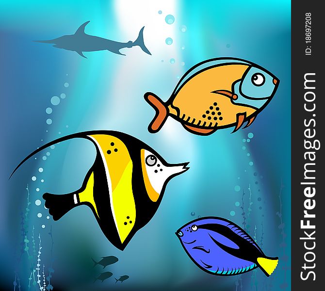 Cartoon fish graphic vector background