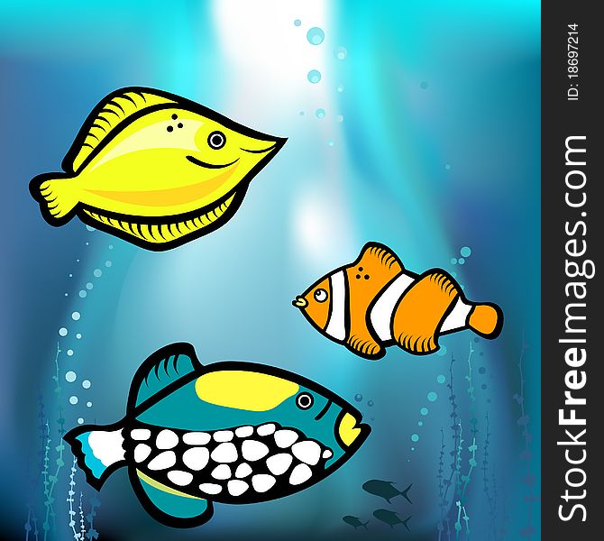 Cartoon fish graphic vector background