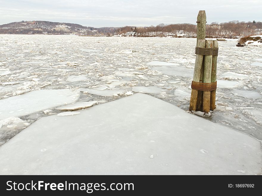 Frozen Hudson River in New York. Frozen Hudson River in New York