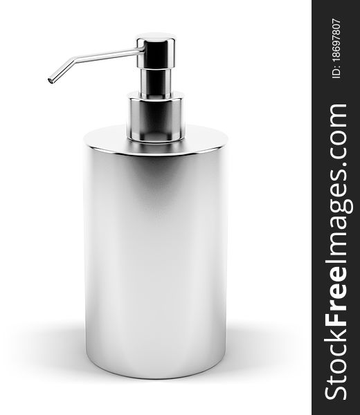 A render of an isolated metal soap dispenser
