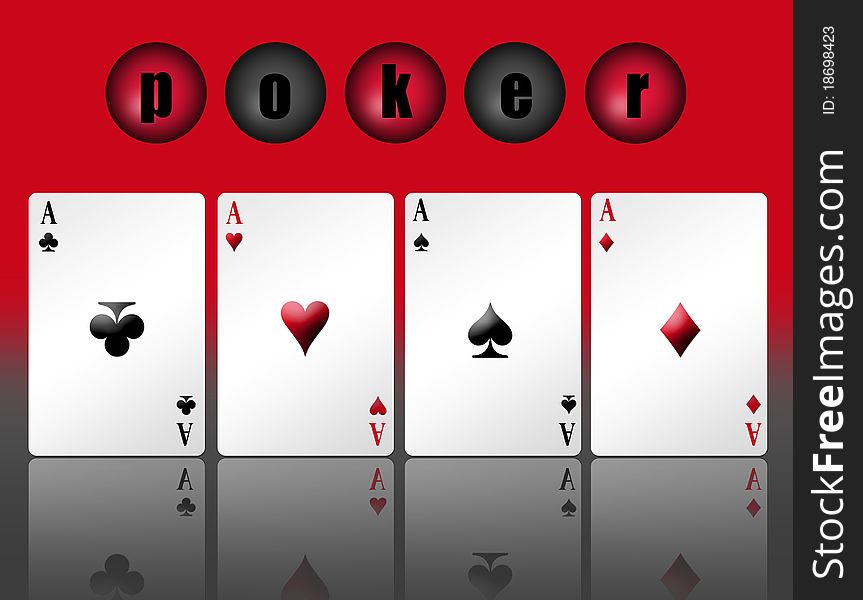 Poker card with shadow and red background