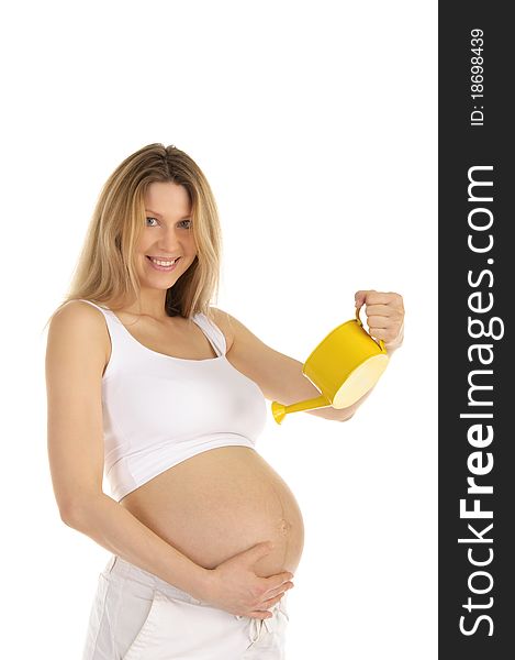 Pregnant Woman Watering Her Belly