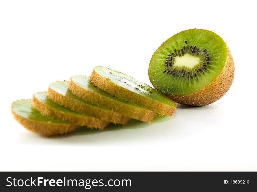 Kiwi fruit slice on white background