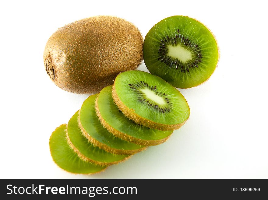 Kiwi fruit slice on white background