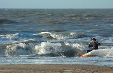Kite Surfer In Action Royalty Free Stock Photos